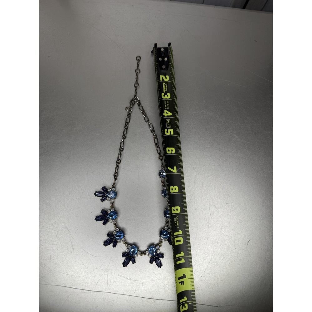 J. Crew Shades Of Blue Statement Necklace Colored Crystal Accents - Picture 4 of 4